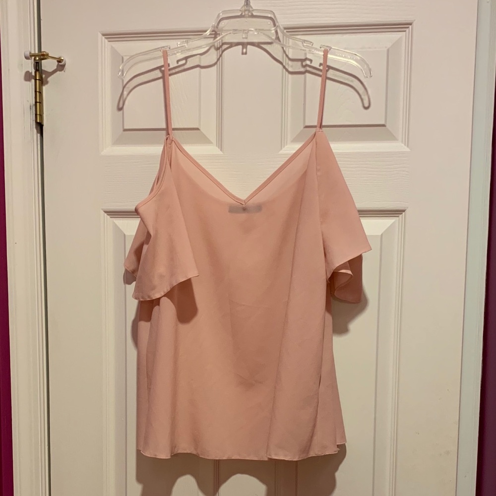 Blush pink off shoulder flowy blouse